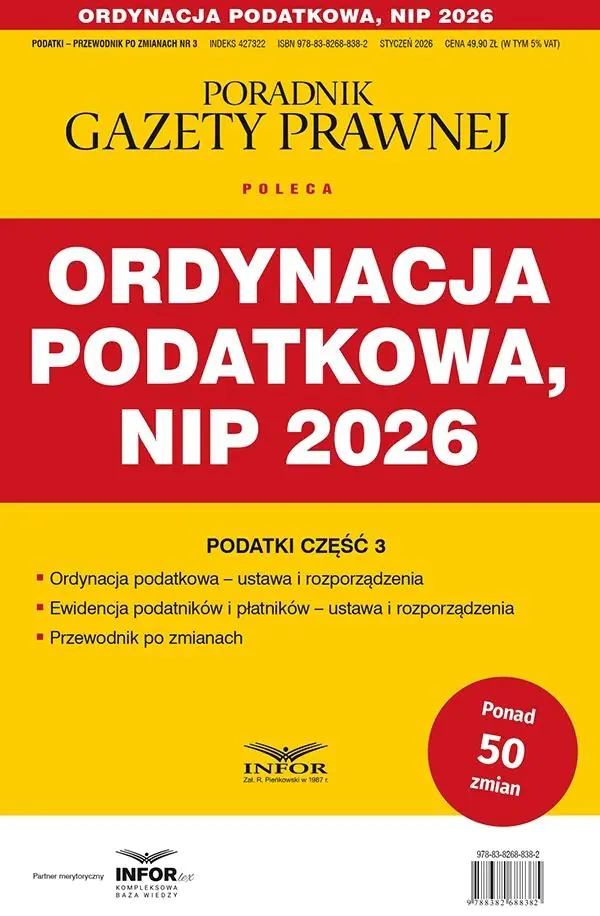Książka - Ordynacja podatkowa, NIP 2026. Podatki