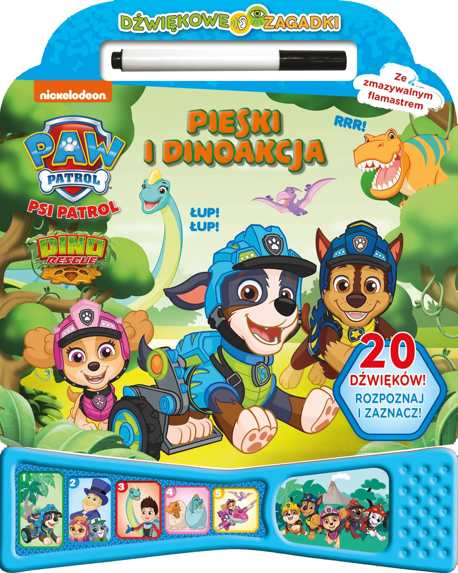 Książka - Pieski i dinoakcja. Psi Patrol. Dźwiękowe zagadki