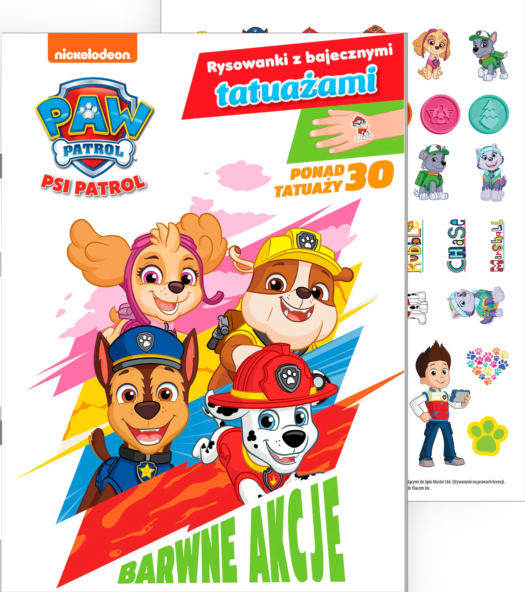 Książka - Psi Patrol. Rysowanki z bajecznymi tatuażami. Barwne akcje