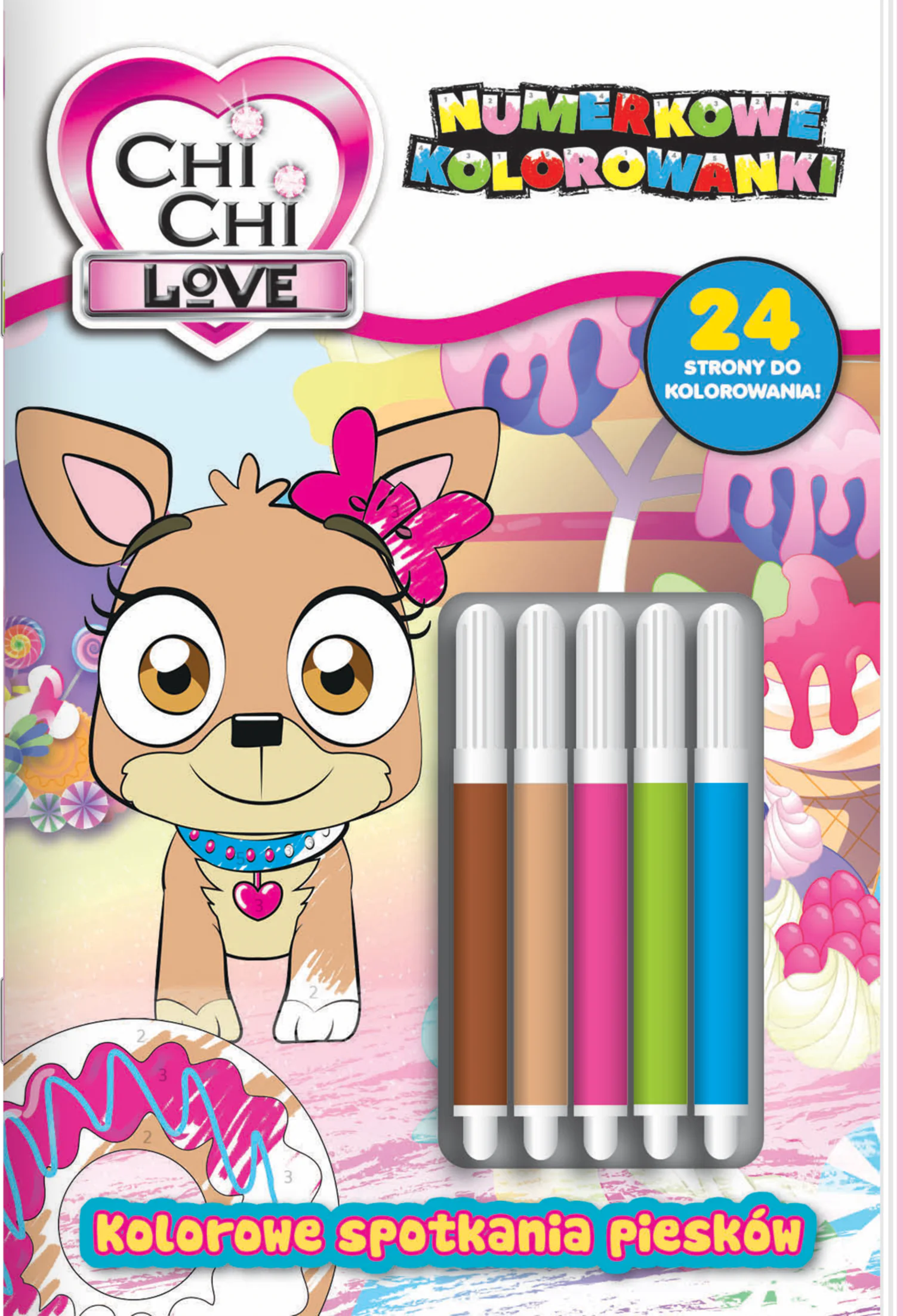 Książka - Chi Chi love. Numerkowe kolorowanki. Kolorowe spotkania piesków
