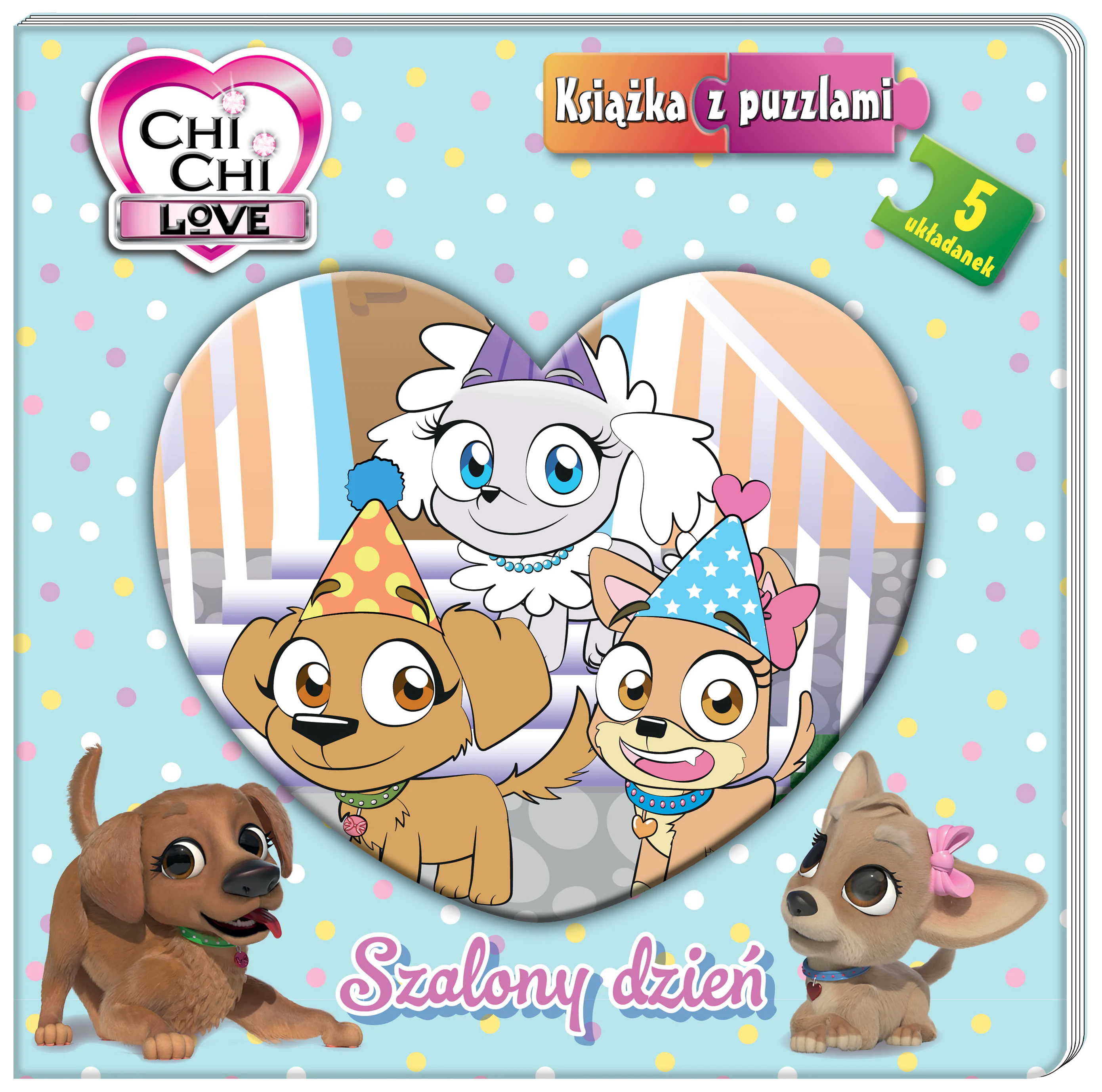 Książka - Szalony dzień. Chi chi love. Książka z puzzlami