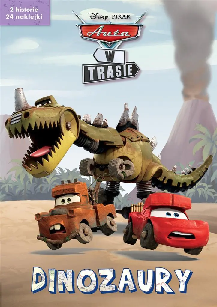 Książka - Dinozaury. 2 serialowe historyjki z naklejkami. Disney Pixar Auta w trasie