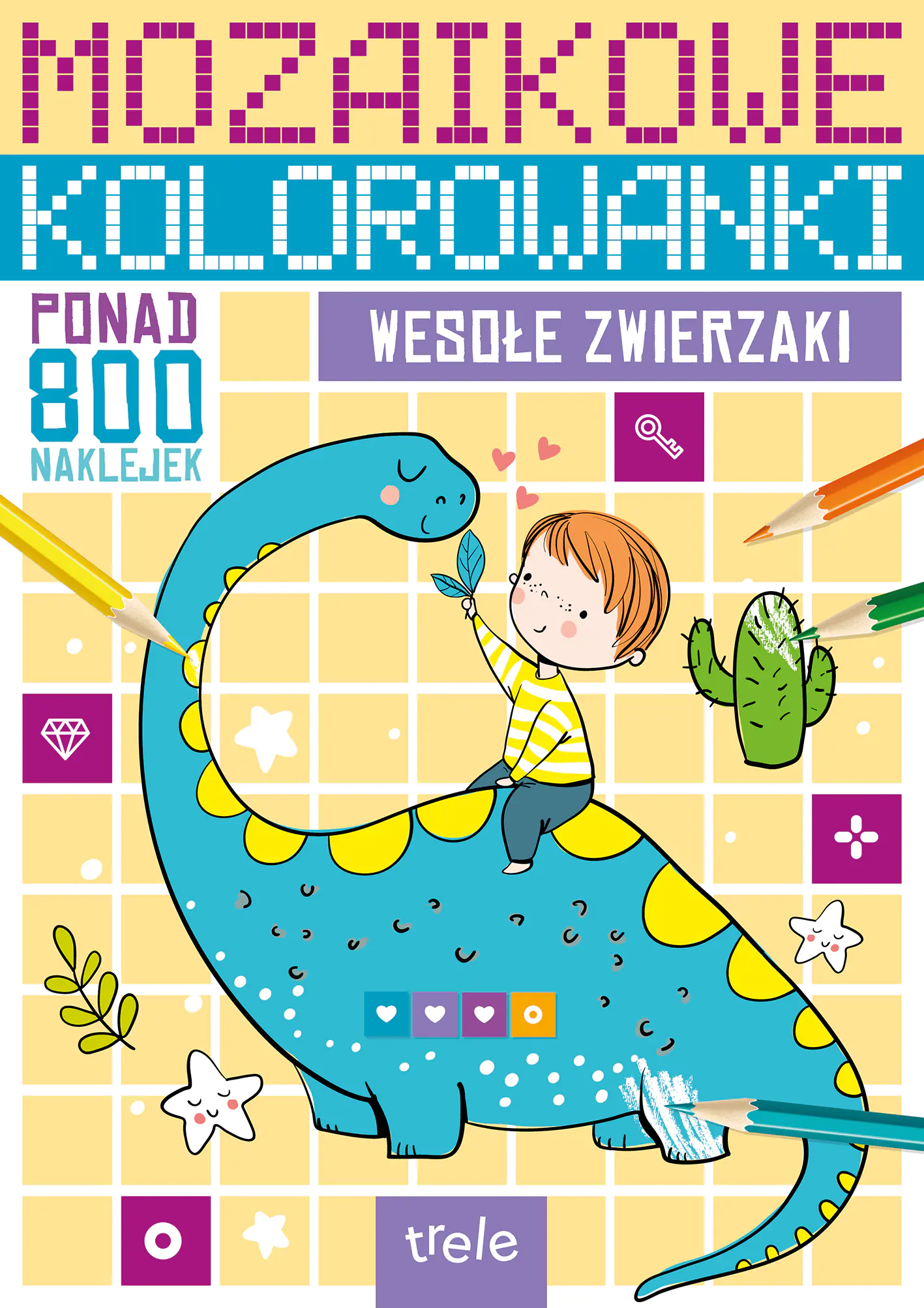 Książka - Wesołe zwierzaki. Mozaikowe kolorowanki