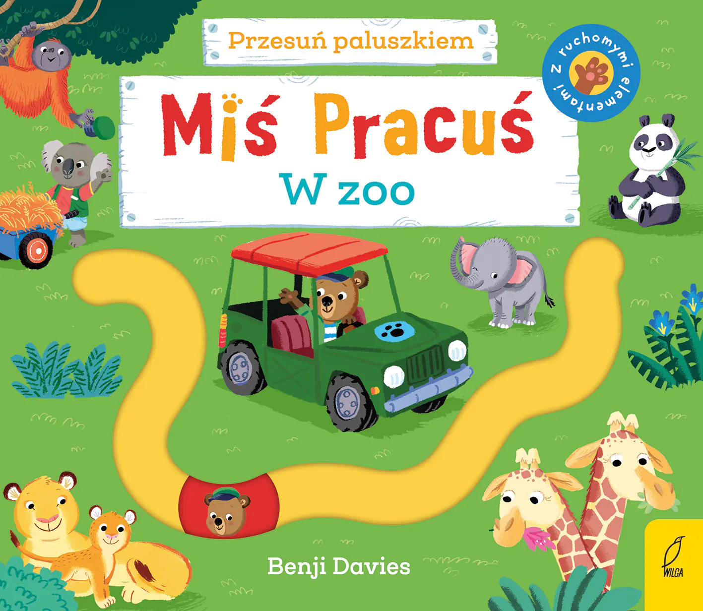 Książka - W zoo. Miś Pracuś. Przesuń paluszkiem