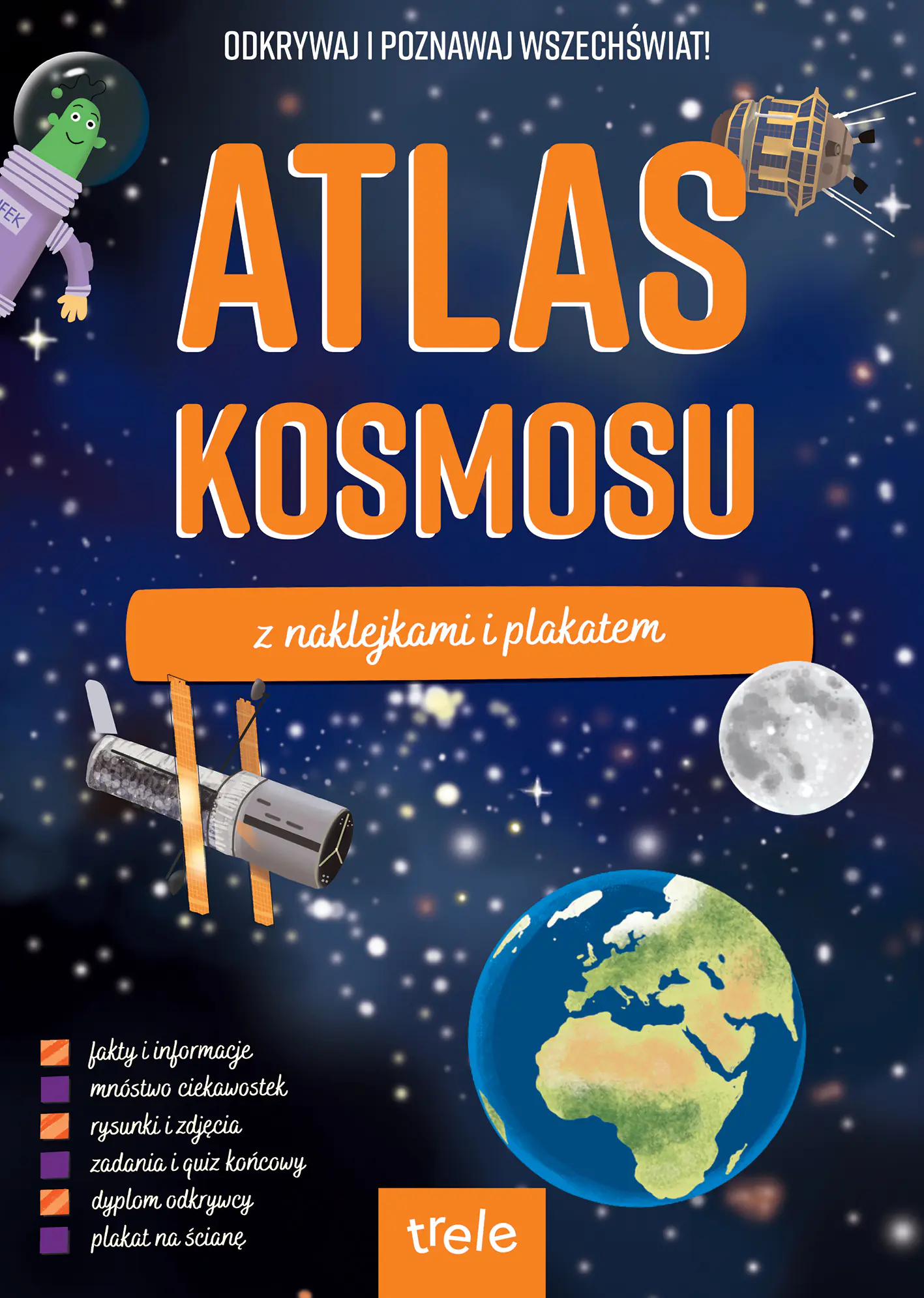Książka - Atlas kosmosu z naklejkami i plakatem