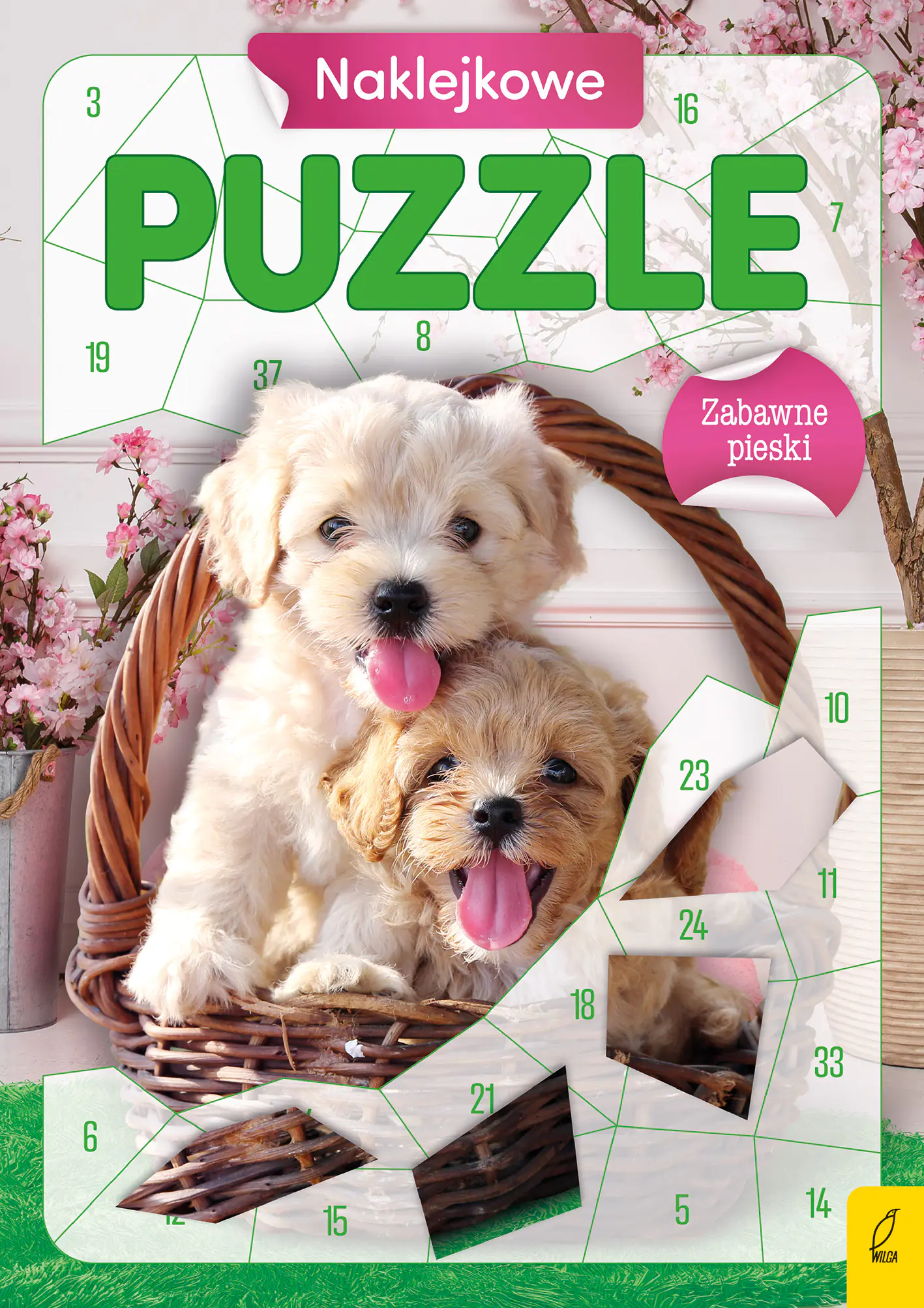 Książka - Zabawne pieski. Naklejkowe puzzle