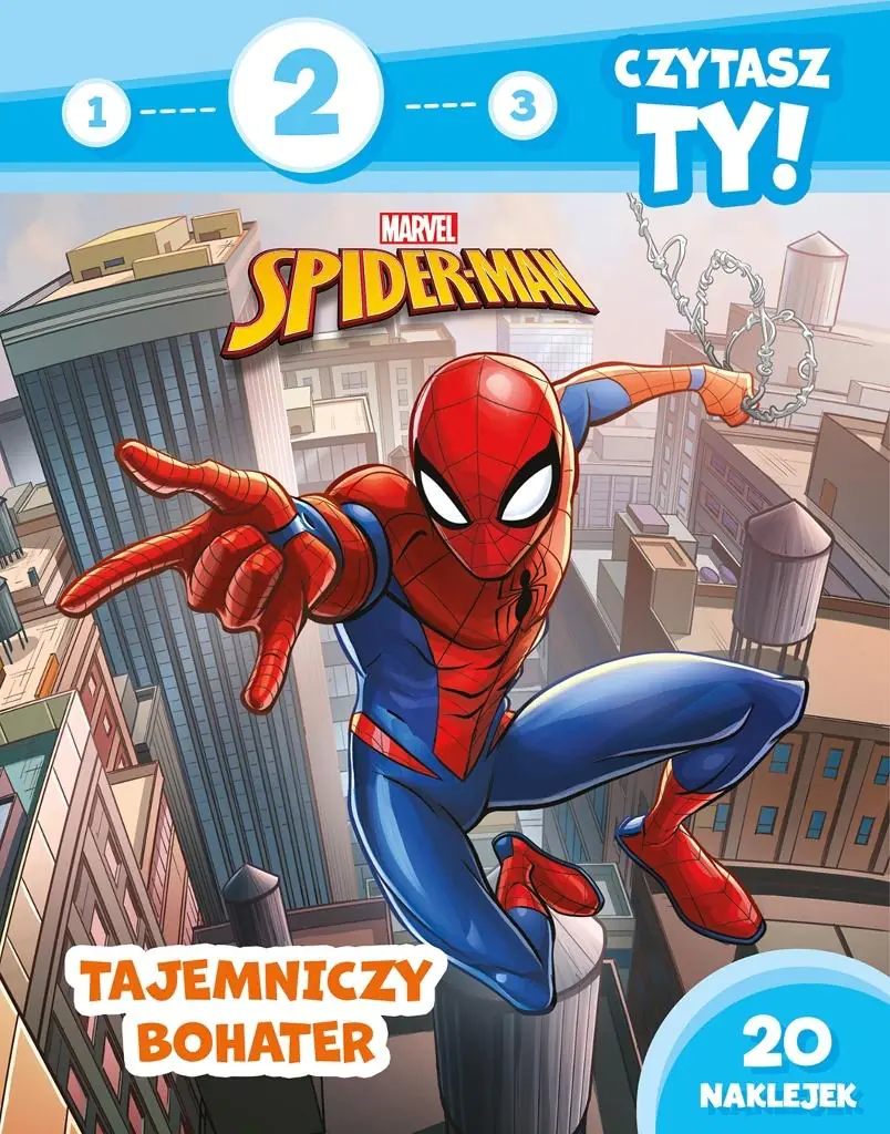 Książka - 1, 2, 3, czytasz ty! Poziom 2. Tajemniczy bohater. Marvel Spider-Man