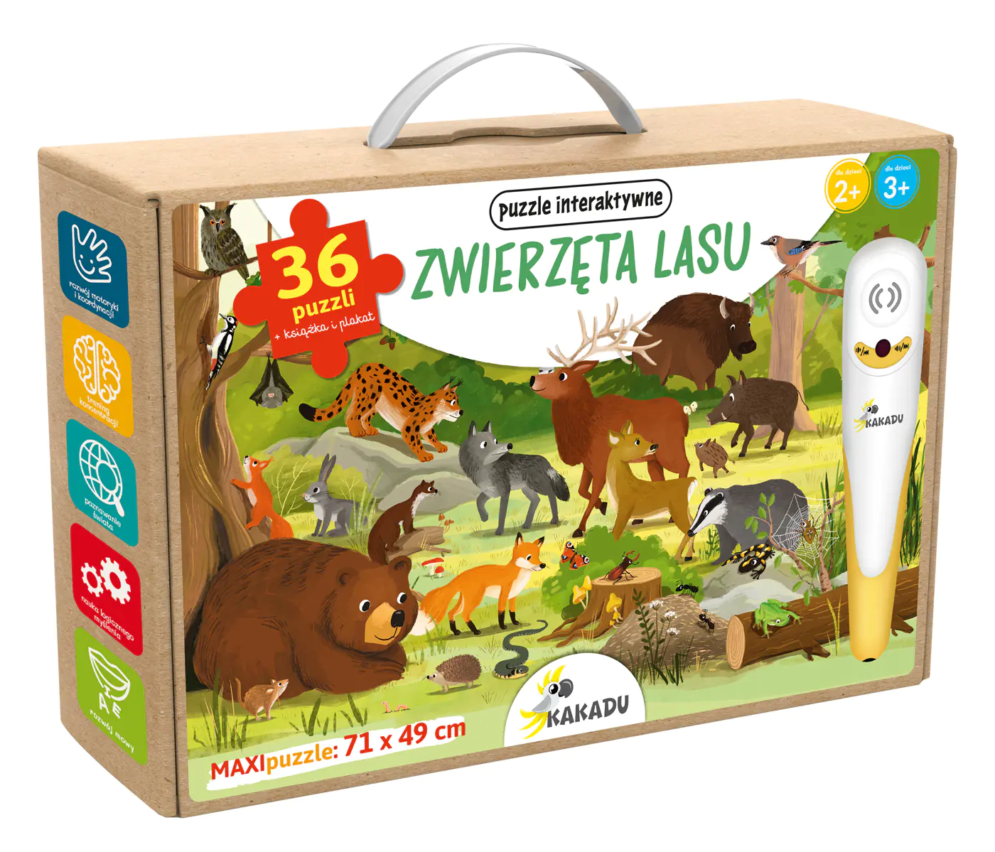Książka - Zwierzęta lasu. Puzzle interaktywne Kakadu