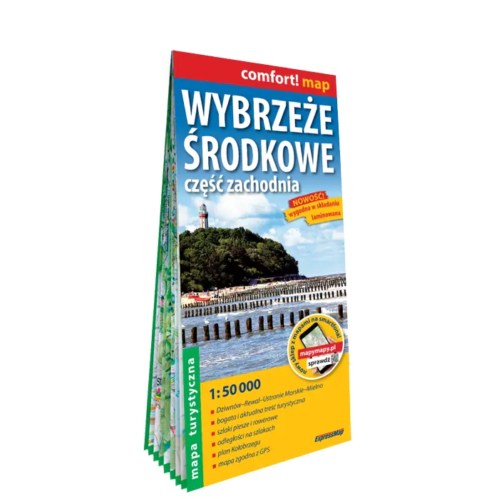 Książka - Wybrzeże Środkowe, część zachodnia. Laminowana mapa turystyczna 1:50 000