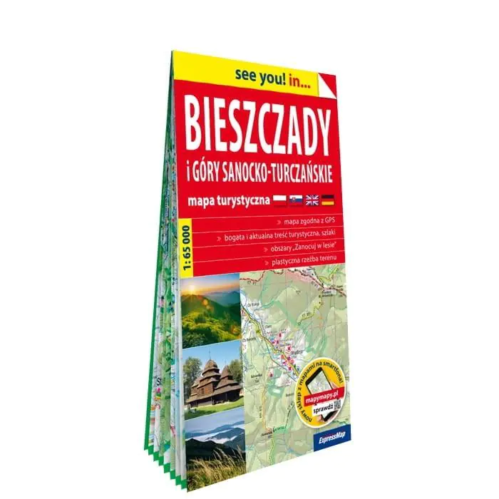 Książka - Bieszczady i Góry Sanocko-Turczańskie. Papierowa mapa turystyczna 1:65 000