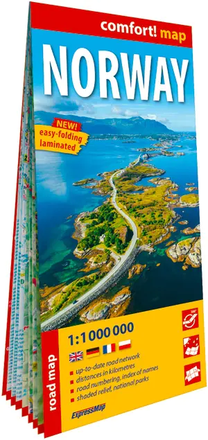 Książka - Norwegia laminowana mapa samochodowo-turystyczna 1:1 000 000