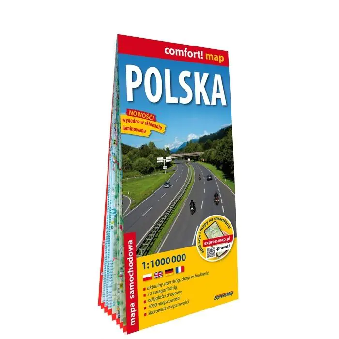 Książka - Polska laminowana mapa samochodowa 1:1 000 000
