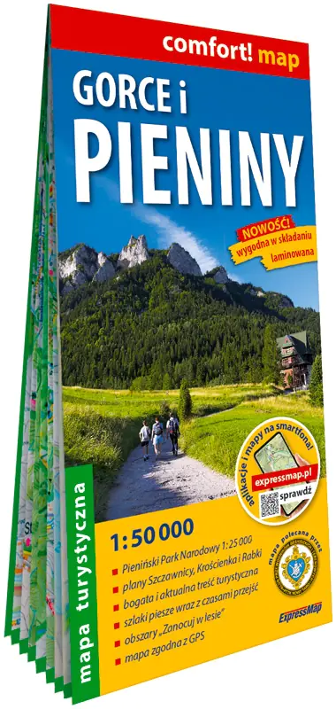 Książka - Gorce i Pieniny. Laminowana mapa turystyczna w skali 1:50 000