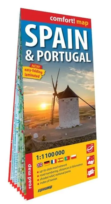 Książka - Hiszpania i Portugalia laminowana mapa samochodowa 1:1 100 000