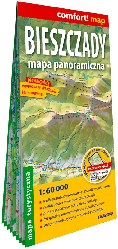 Książka - Bieszczady. Laminowana mapa turystyczna w skali 1:60 000