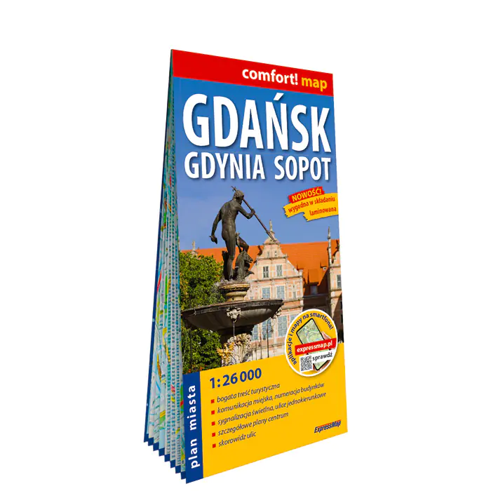 Książka - Gdańsk Gdynia Sopot plan Trójmiasta 1:26 000 laminat 2026