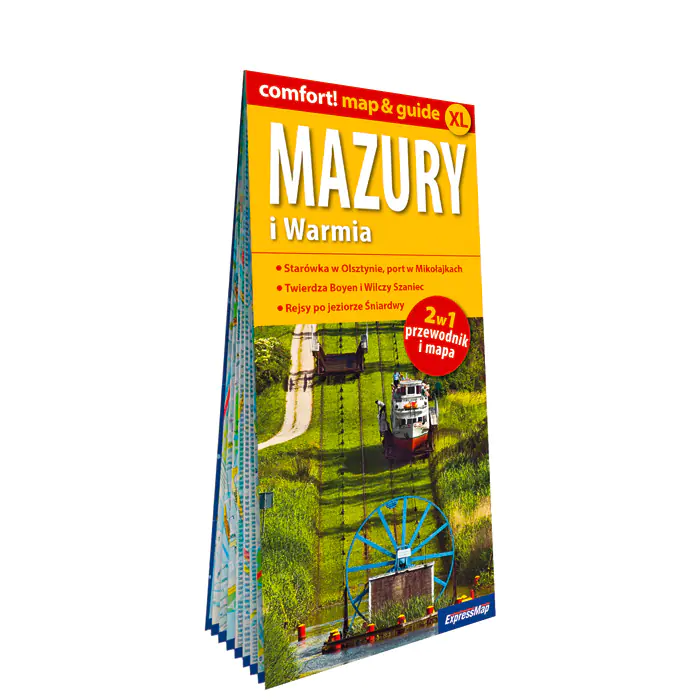 Książka - Mazury i Warmia. Laminowana mapa i przewodnik 2w1