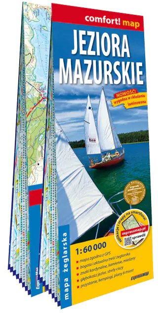 Książka - Jeziora Mazurskie laminowana mapa żeglarska 1:60 000