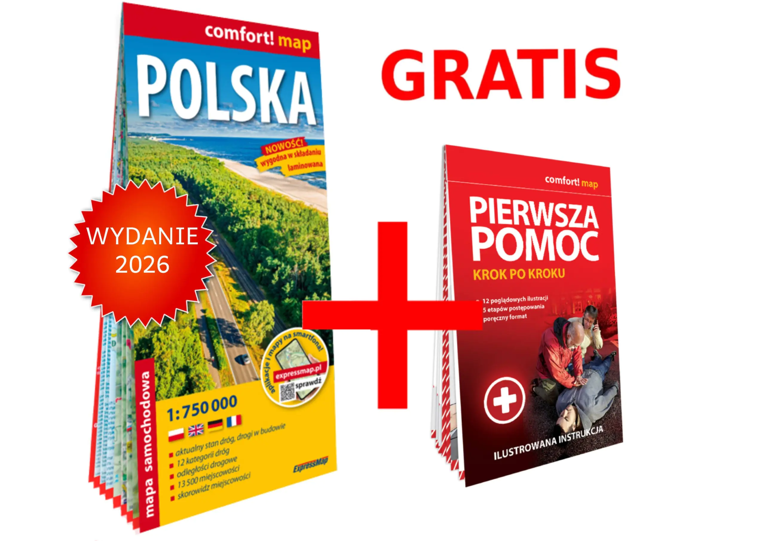 Książka - Polska mapa samochodowa 1:750 000 laminat 2026