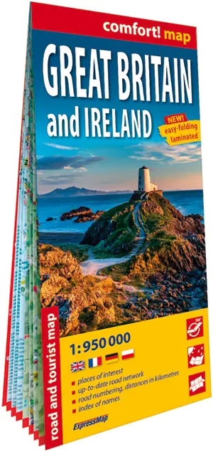 Książka - Wielka Brytania i Irlandia Great Britain and Ireland laminowana mapa samochodowo-turystyczna 1:950 000