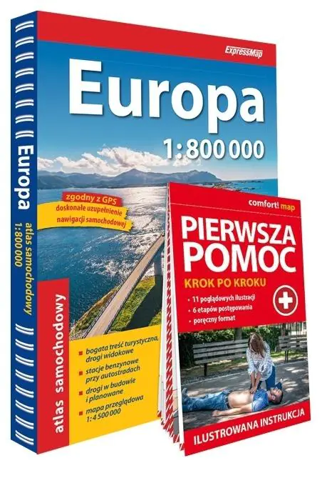 Książka - Europa Atlas Samochodowy 1:800 000 + Pierwsza Pomoc 2026/2027
