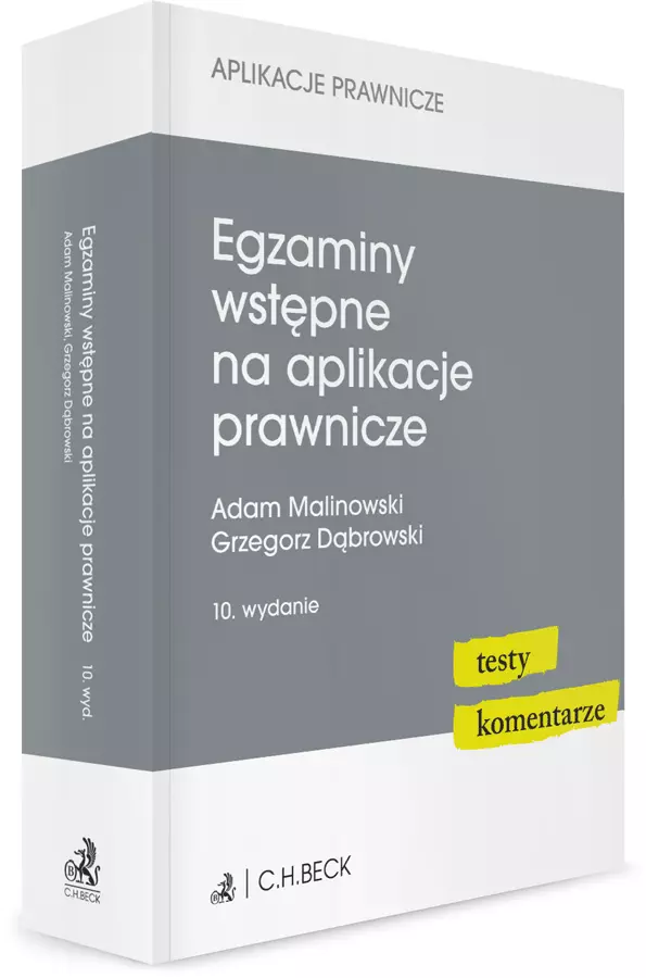 Książka - Egzaminy wstępne na aplikacje prawnicze. Testy, komentarze