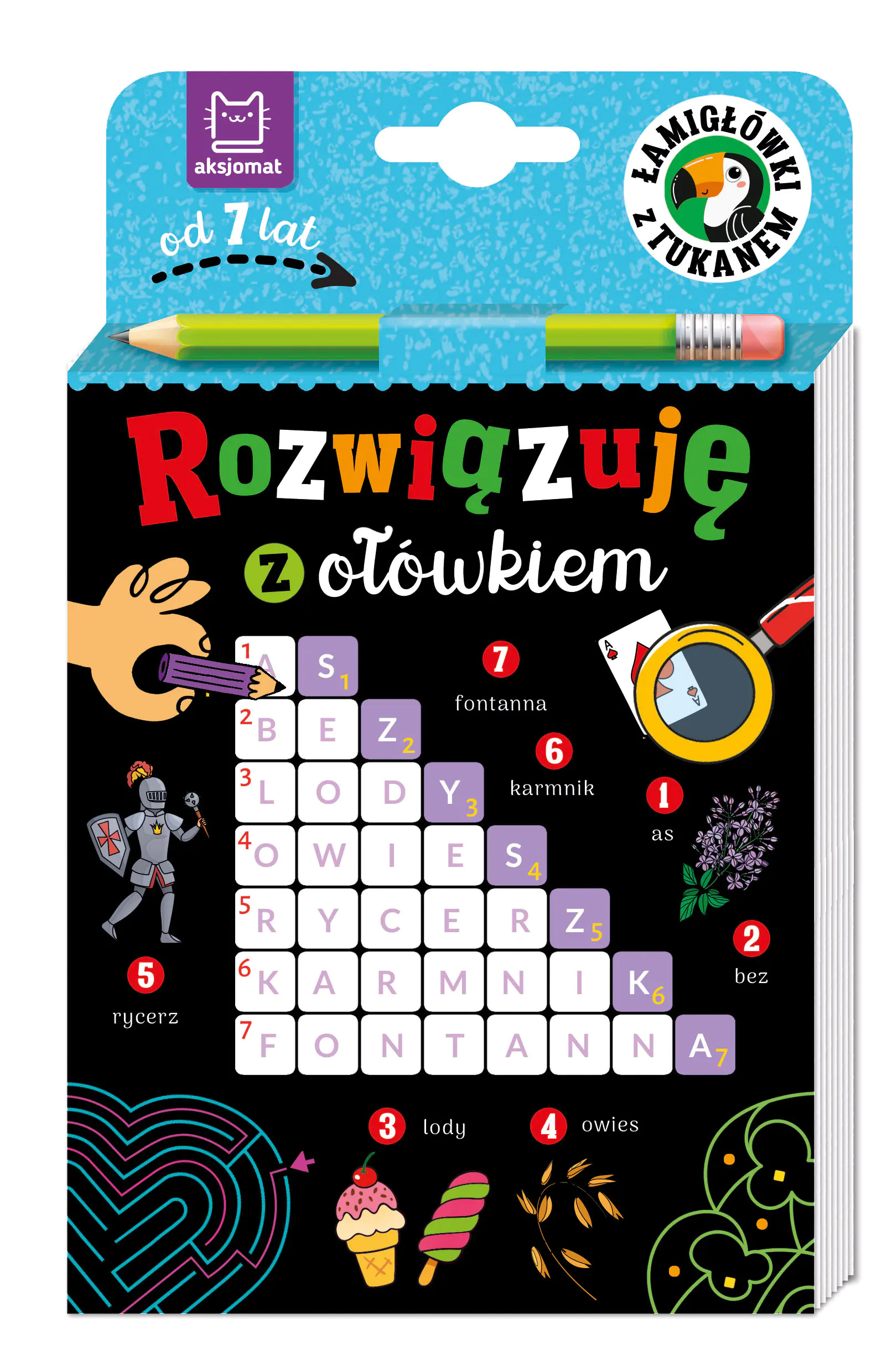 Książka - Rozwiązuję z ołówkiem. Łamigłówki z tukanem. Od 7 lat
