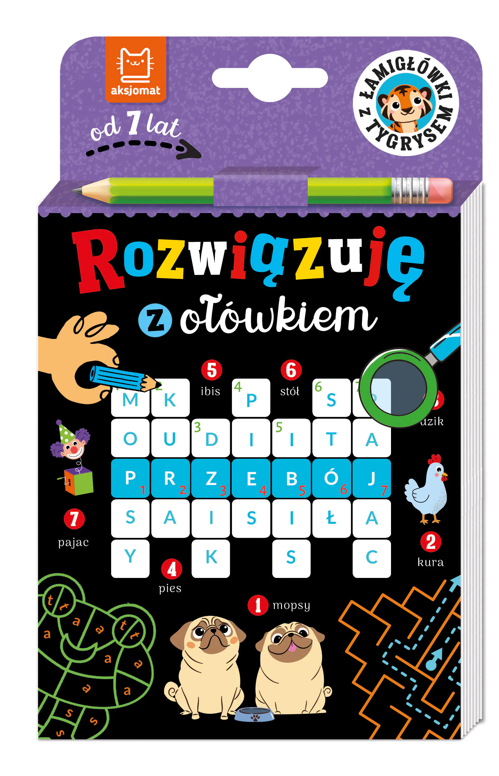 Książka - Rozwiązuję z ołówkiem. Łamigłówki z tygrysem. Od 7 lat