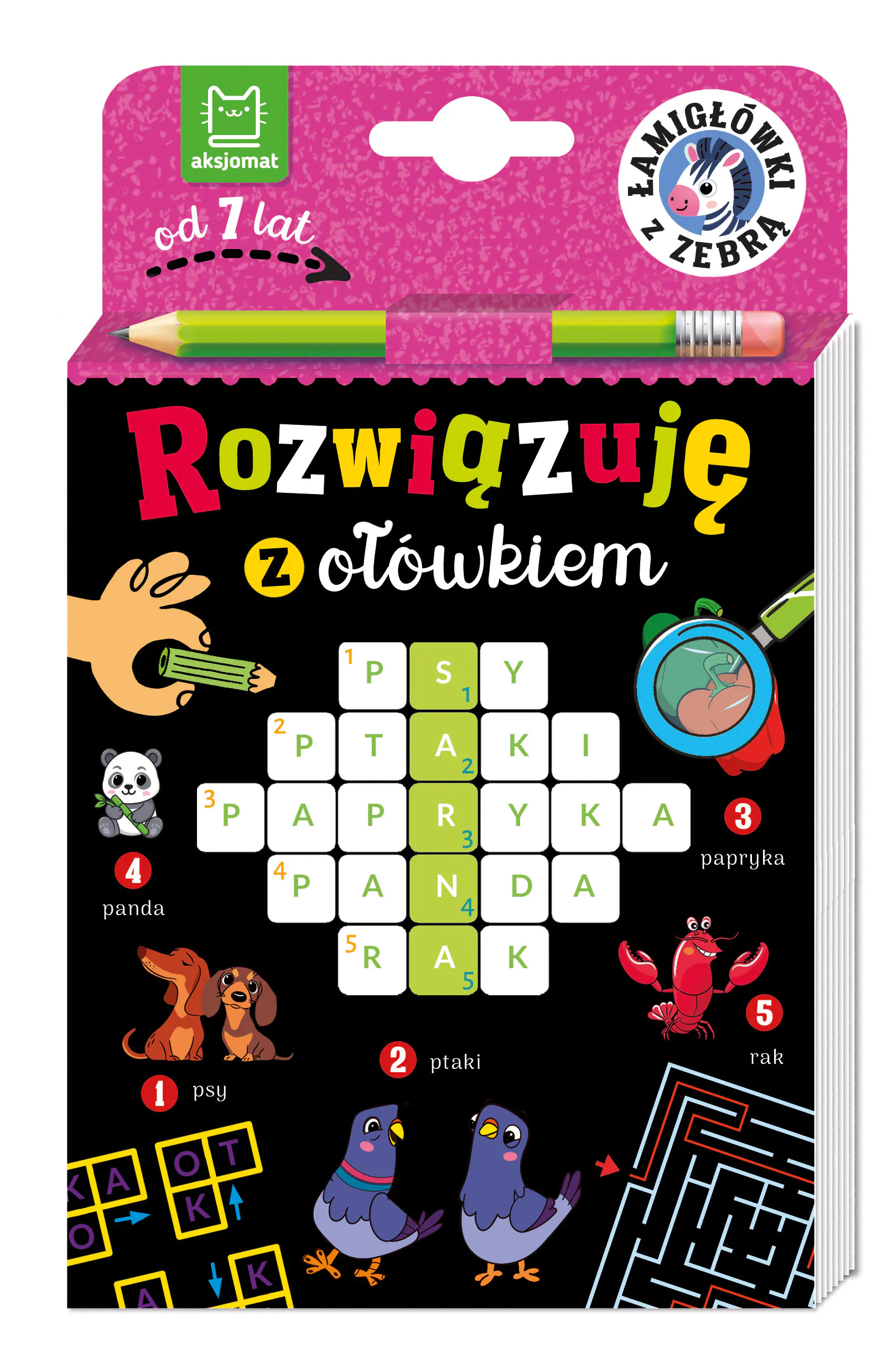 Książka - Rozwiązuję z ołówkiem. Łamigłówki z zebrą. Od 7 lat
