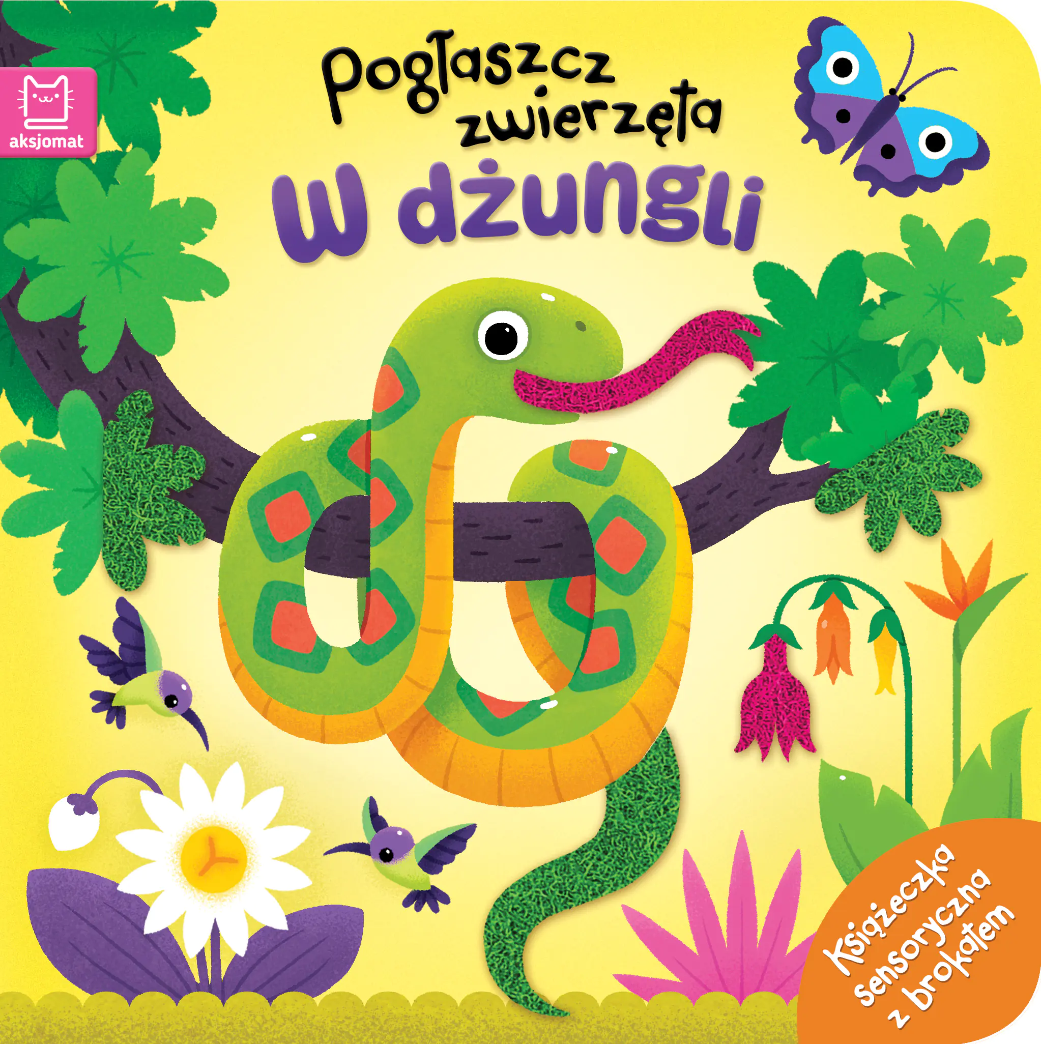 Książka - Pogłaszcz zwierzęta. W dżungli. Książeczka sensoryczna z brokatem