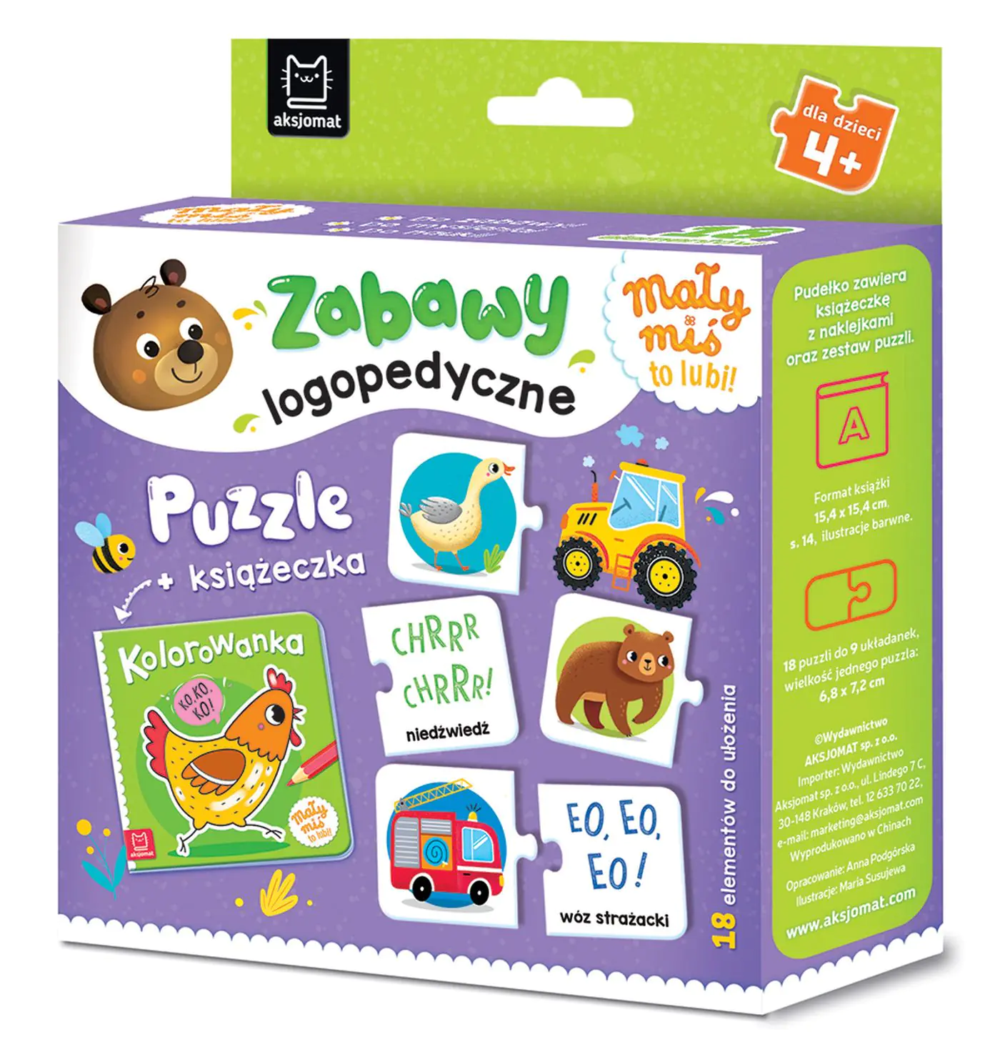 Książka - Mały miś to lubi  Zabawy logopedyczne. Puzzle   książeczka