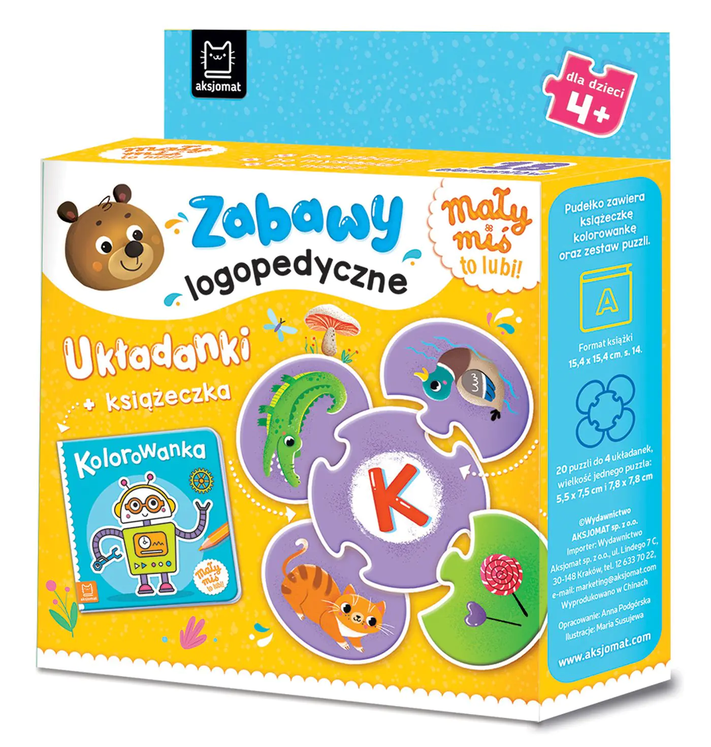 Książka - Mały miś to lubi. Zabawy logopedyczne. Układanki książeczka