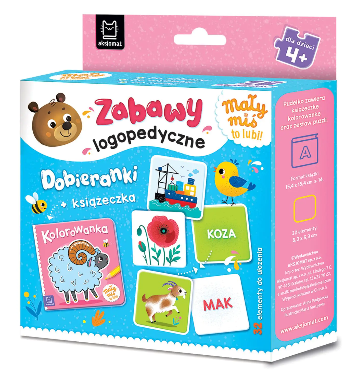 Książka - Mały miś to lubi  Zabawy logopedyczne. Dobieranki   książeczka