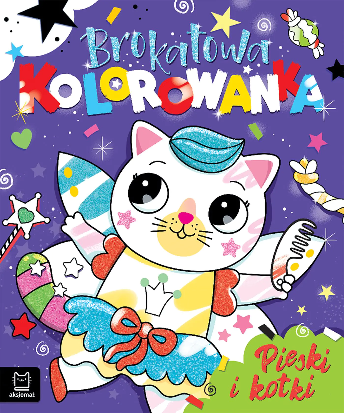 Książka - Brokatowa kolorowanka. Pieski i kotki