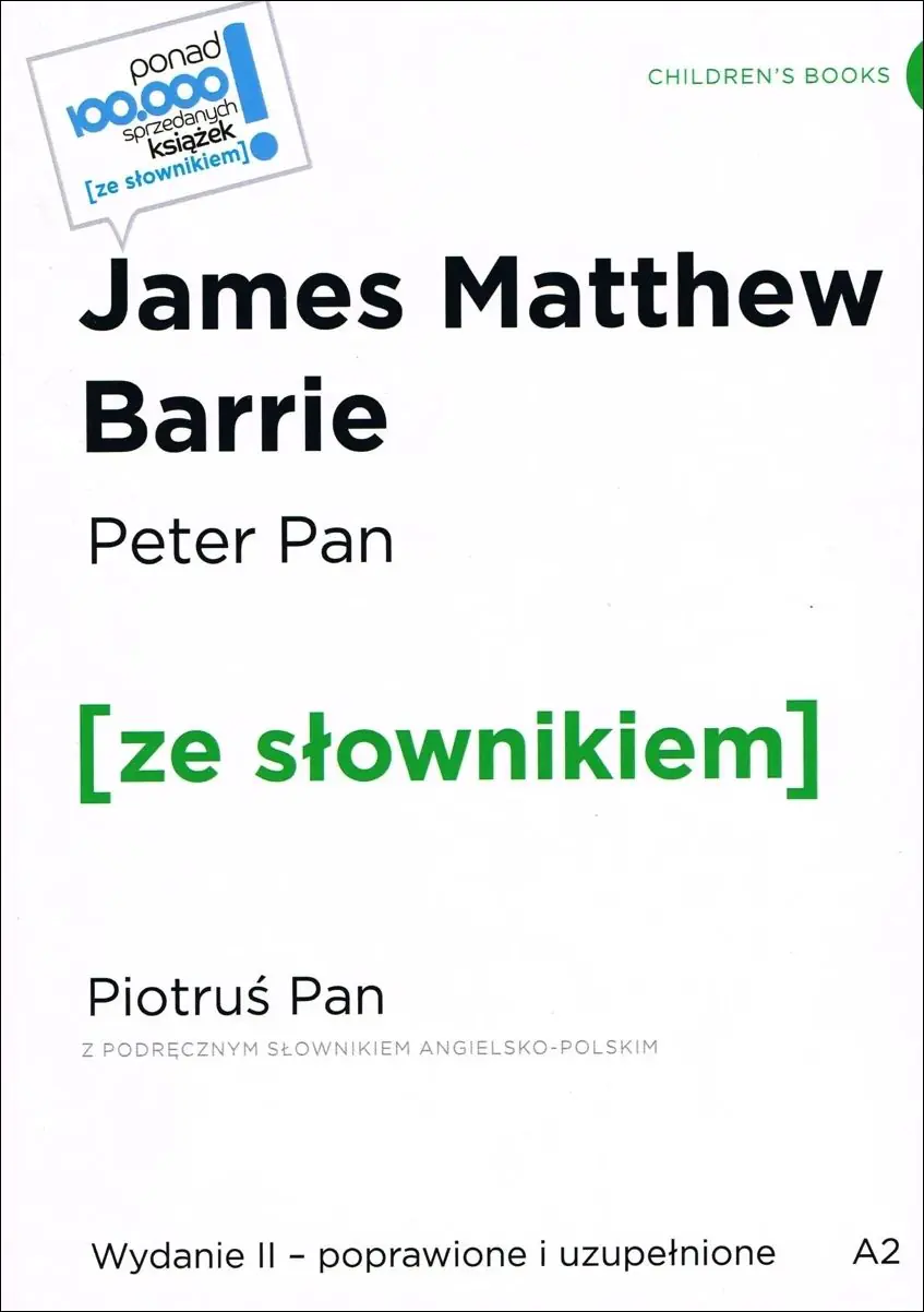 Książka - Peter Pan / Piotruś Pan z podręcznym słownikiem angielsko-polskim A2