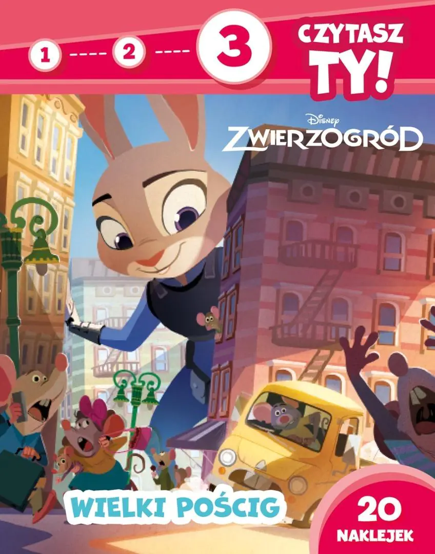 Książka - 1, 2, 3, czytasz ty! Poziom 3. Wielki pościg. Disney Zwierzogród