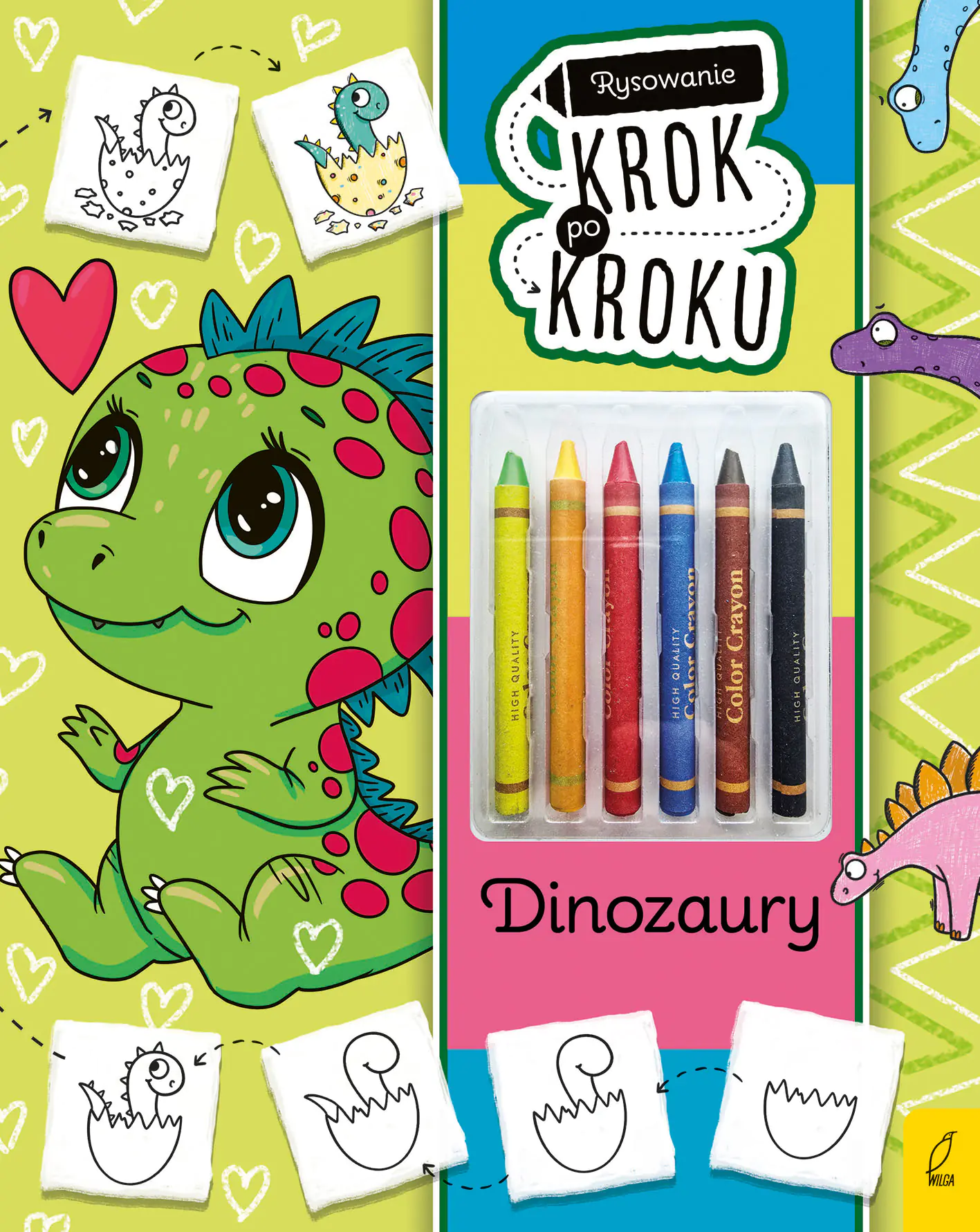 Książka - Rysowanie krok po kroku z kredkami. Dinozaury