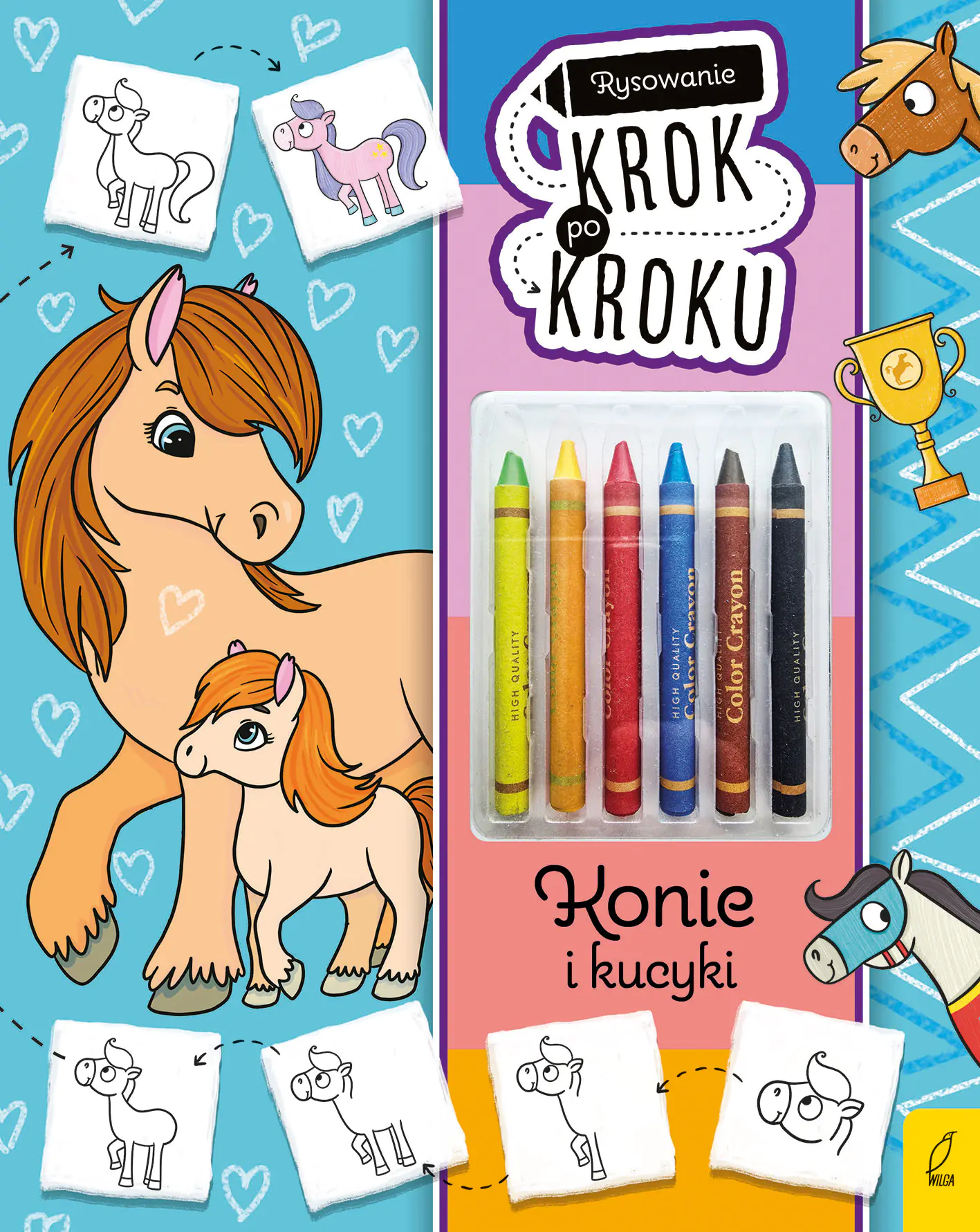 Książka - Rysowanie krok po kroku z kredkami. Konie i kucyki