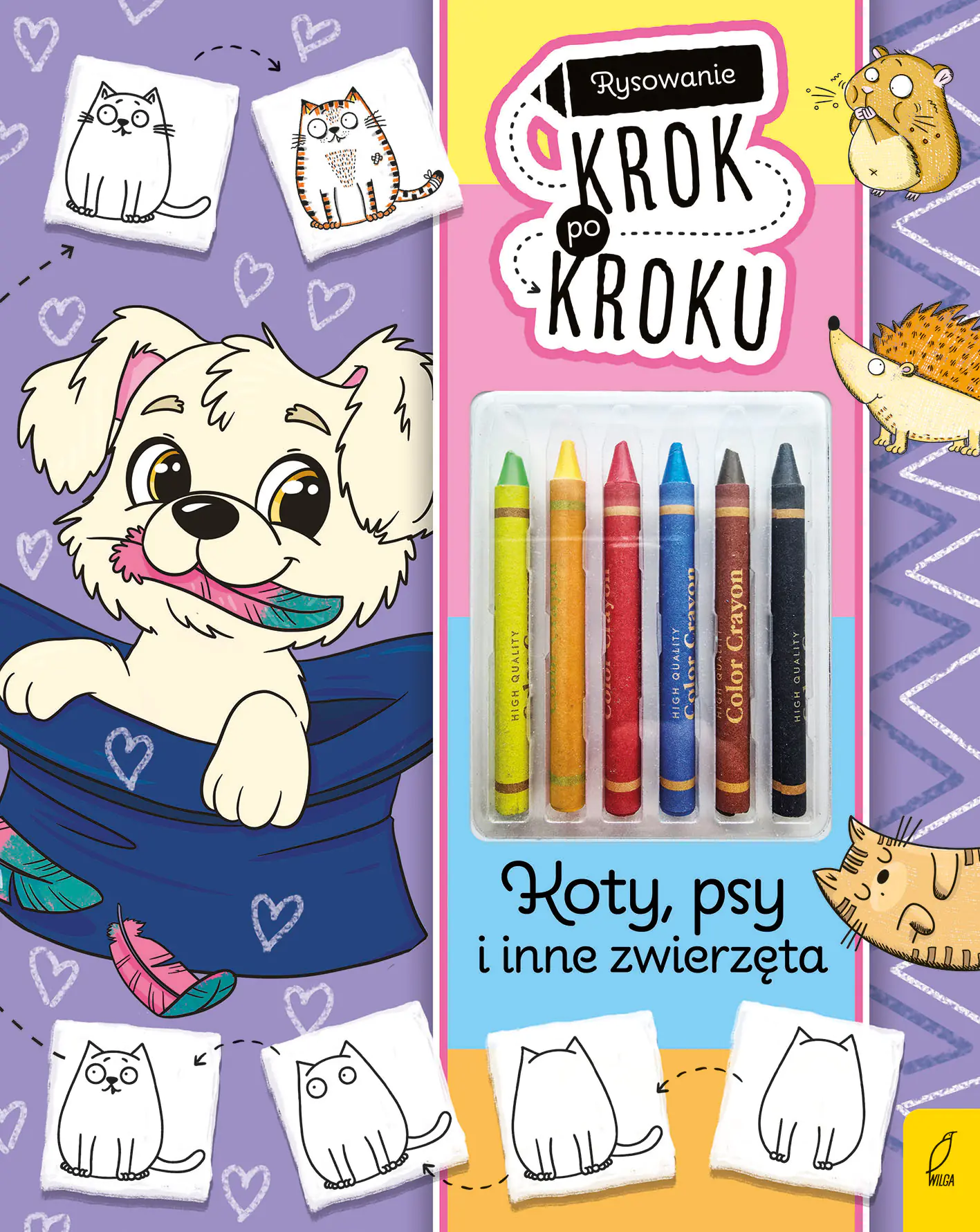 Książka - Rysowanie krok po kroku z kredkami. Koty, psy i inne zwierzęta