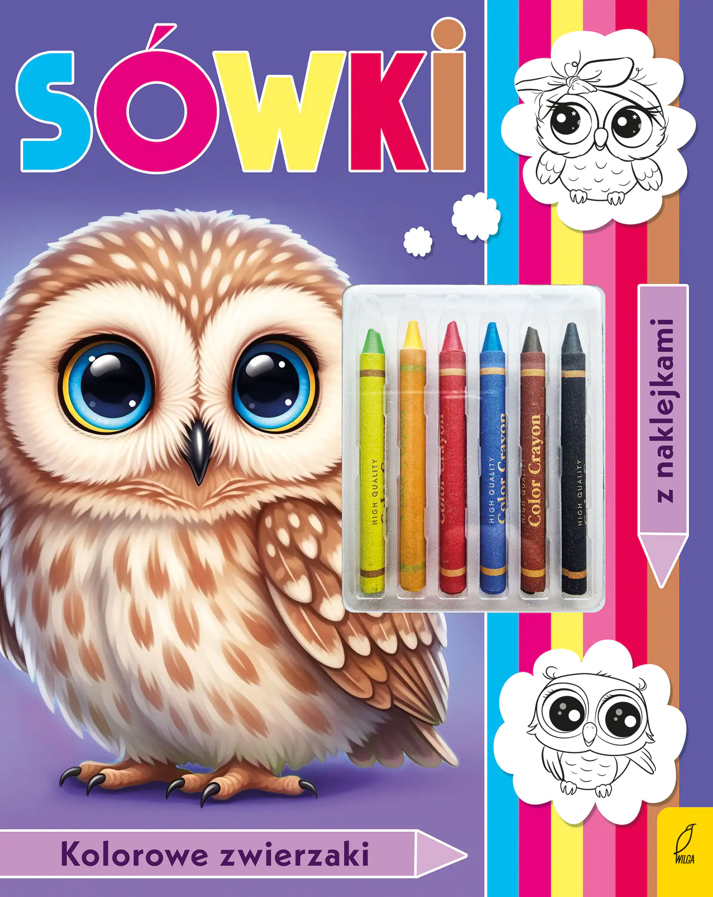Książka - Kolorowanka z kredkami. Kolorowe zwierzaki. Sówki