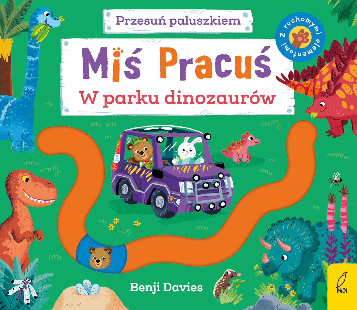 Książka - Miś Pracuś. Przesuń paluszkiem. W parku dinozaurów