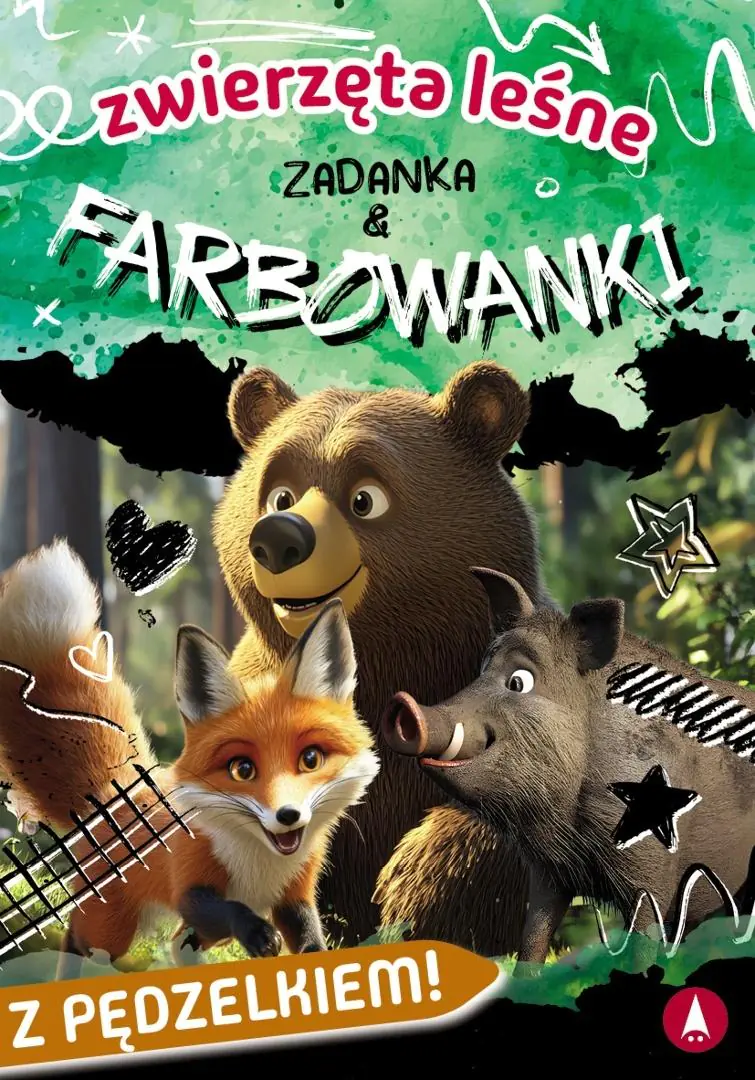 Książka - Książka edu. B5 Zwierzęta leśne. Zadanka & farbowanki  PĘDZELEK SKRZAT 980713