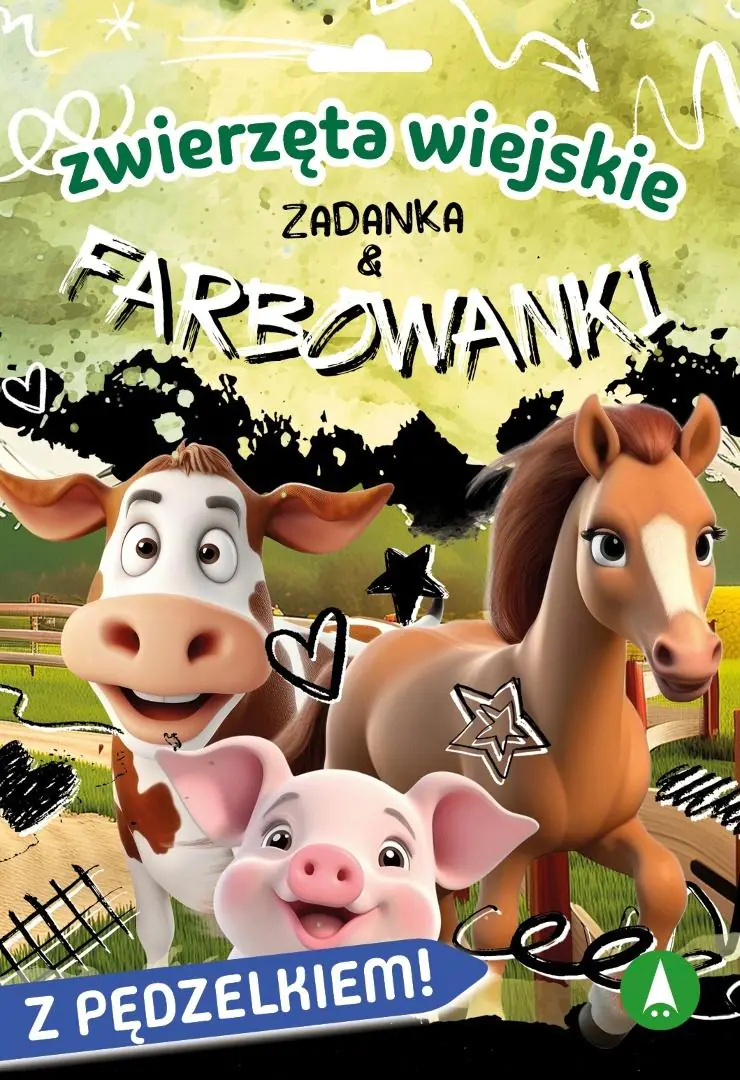 Książka - Książka edu. B5 Zwierzęta wiejskie. Zadanka & farbowanki  PĘDZELEK SKRZAT 980720