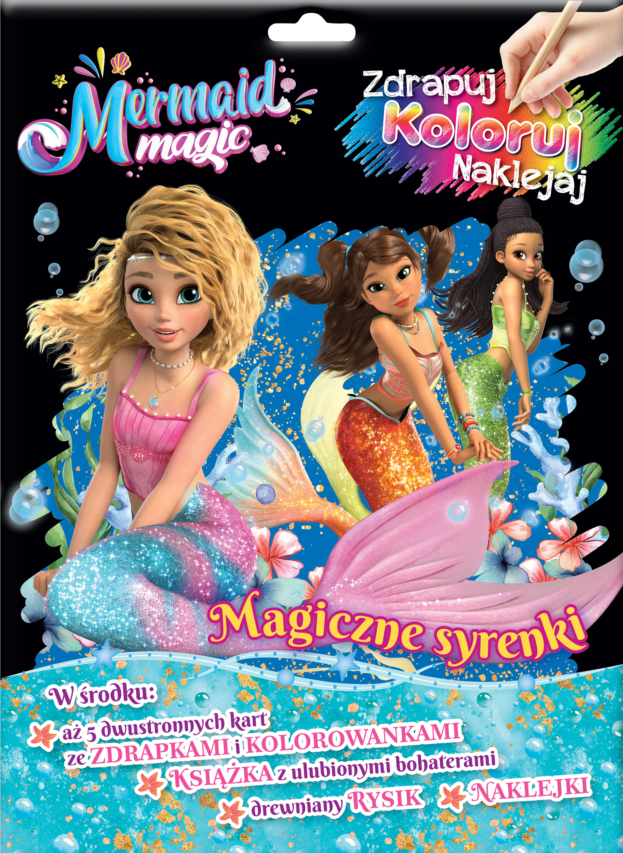 Książka - Magiczne syrenki. Magia Syren. Zdrapuj, koloruj, naklejaj