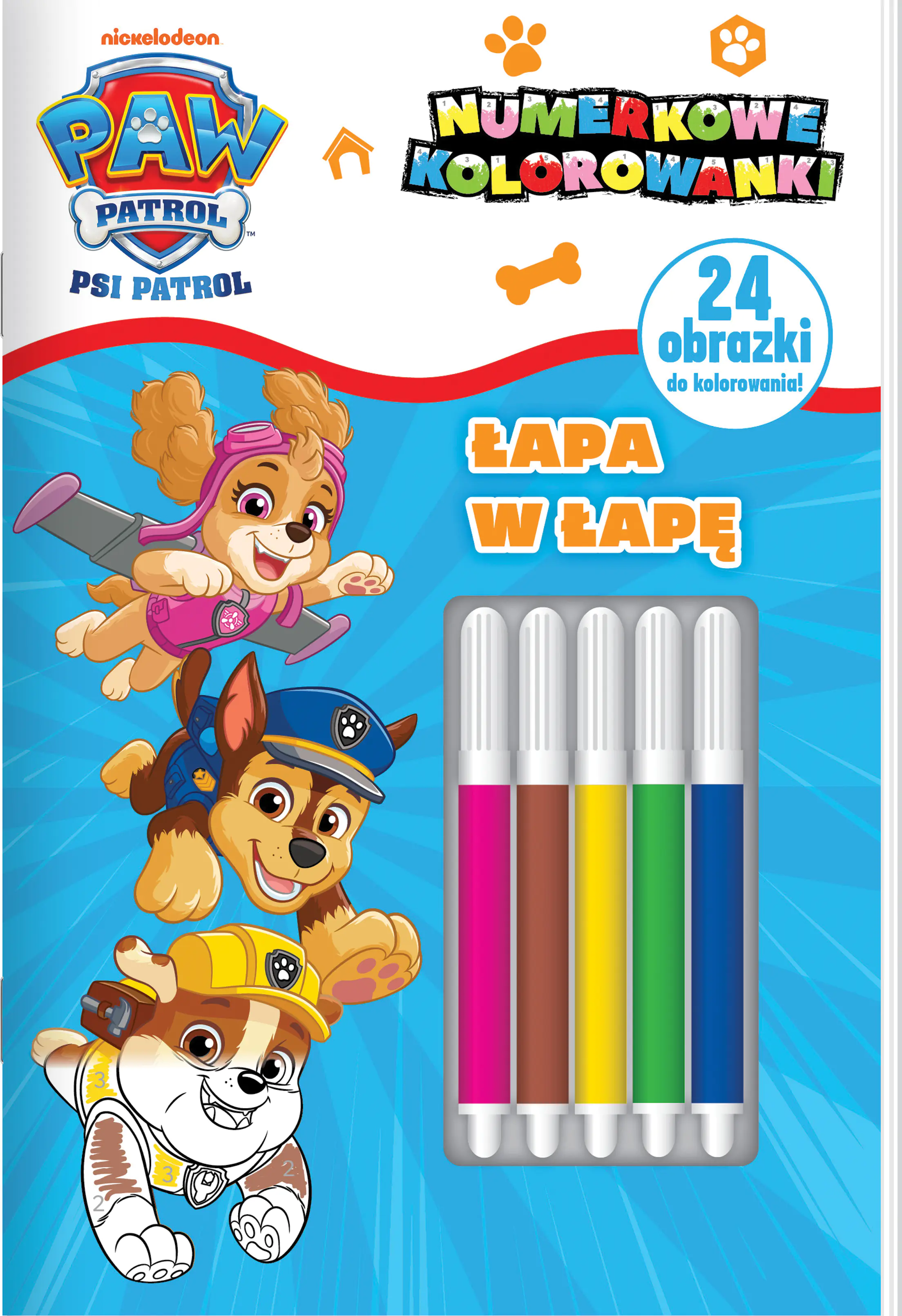 Książka - Łapa w łapę. Psi Patrol. Numerkowe kolorowanki