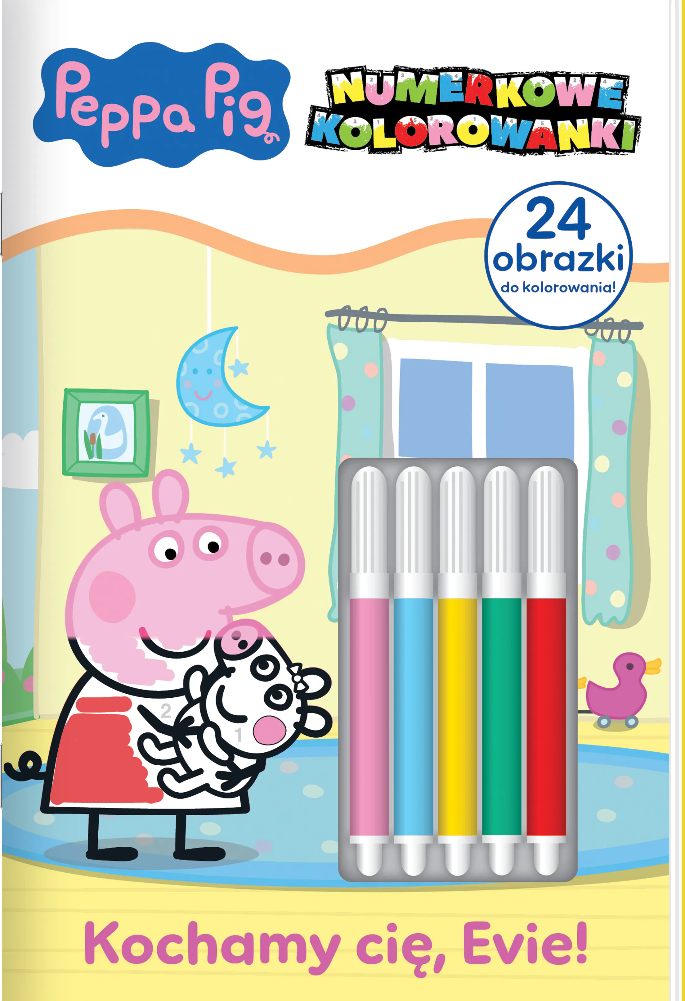 Książka - Kochamy cię, Evie! Świnka Peppa. Numerkowe kolorowanki