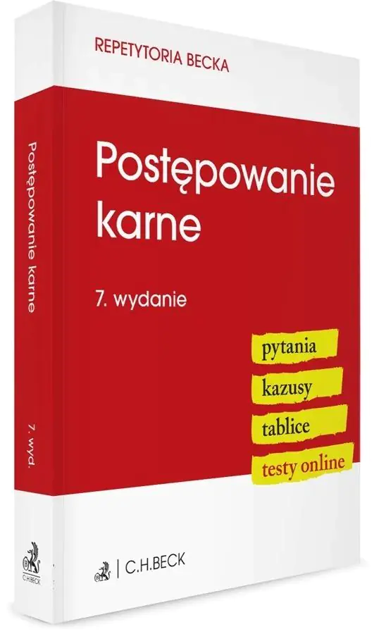 Książka - Postępowanie karne. Pytania, kazusy, tablice, testy online