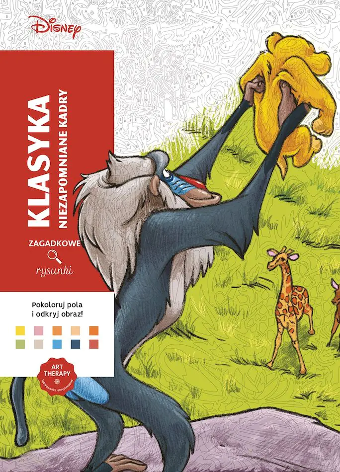 Książka - Art therapy. Kolorowanka antystresowa. Disney. Klasyka. Niezapomniane kadry. Zagadkowe rysunki