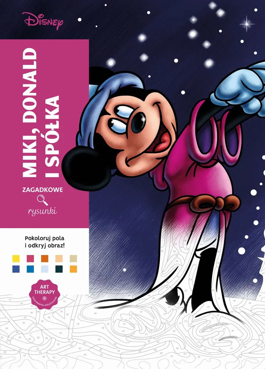 Książka - Art therapy. Kolorowanka antystresowa. Disney. Miki, Donald i spółka. Zagadkowe rysunki