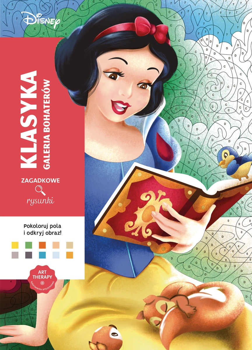 Książka - Art therapy. Kolorowanka antystresowa. Disney. Klasyka. Galeria bohaterów. Zagadkowe rysunki